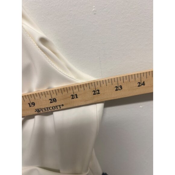 Plus Size Black & White Sleeveless Draped Dress With Beaded Detail Elegant Midi - Picture 5 of 9